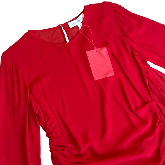 98. VIKTORIA & WOODS Stardust Red Sheer Silk Tunic Top $400 NWT Sz 1 US 4 - Picture 8 of 9